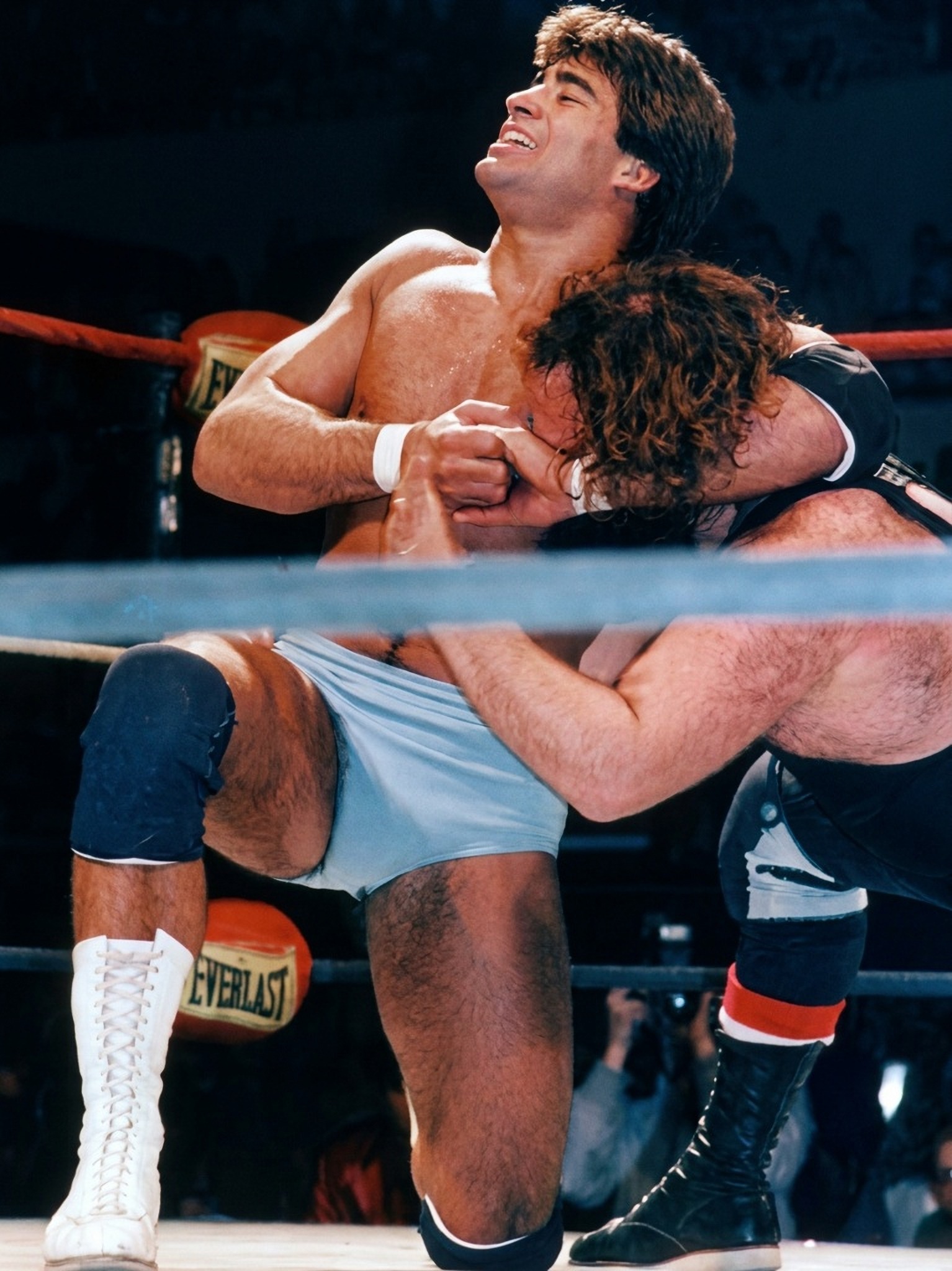 Tom Zenk applying a hold in an early USA Pro Wrestling match