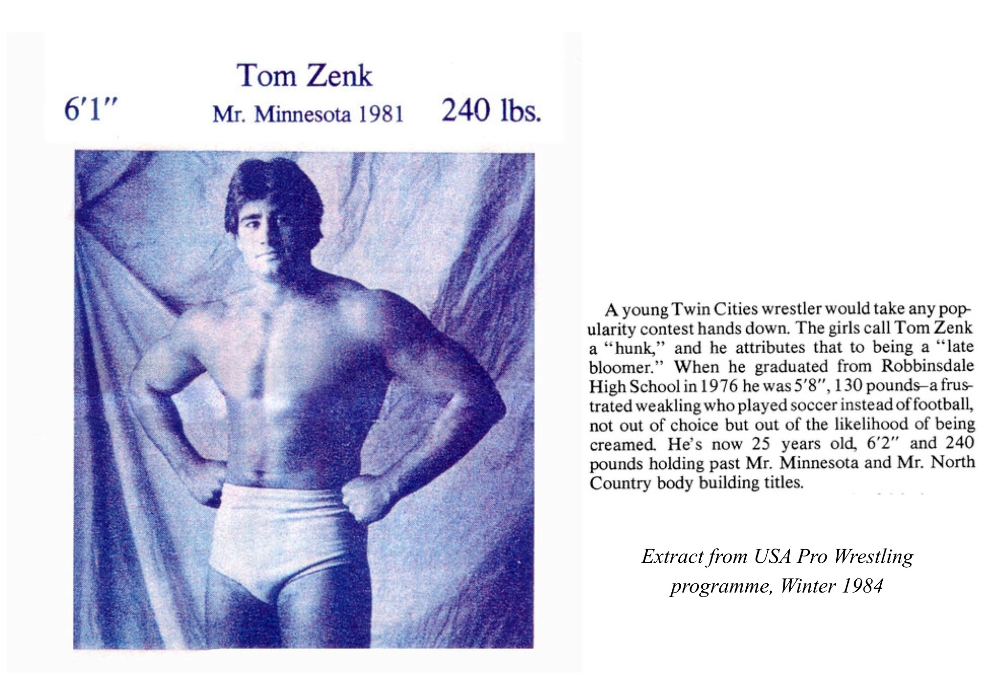 Tom Zenk feature from the USA Pro Wrestling programme