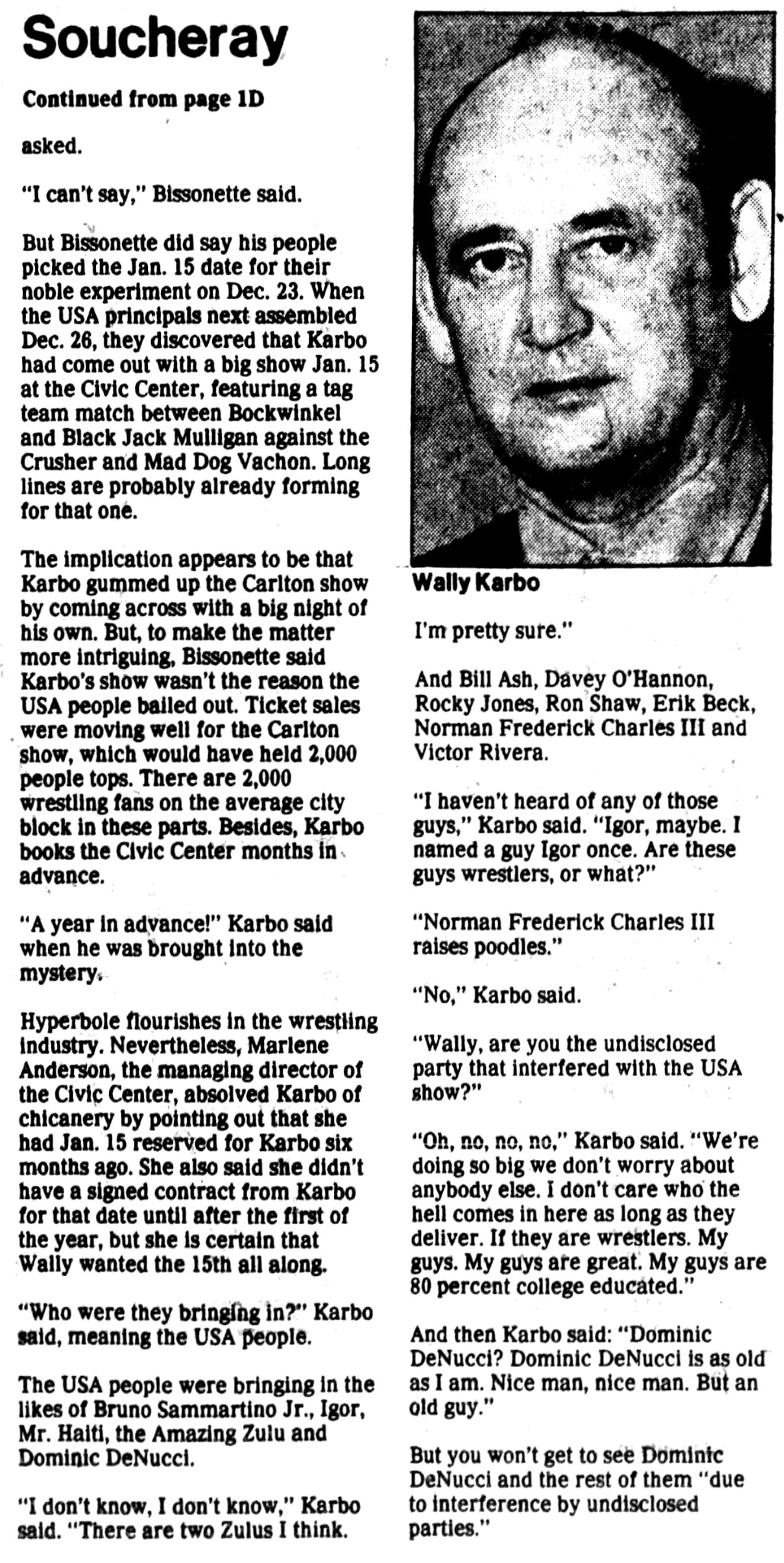 Star Tribune January 13, 1984 article, continuation