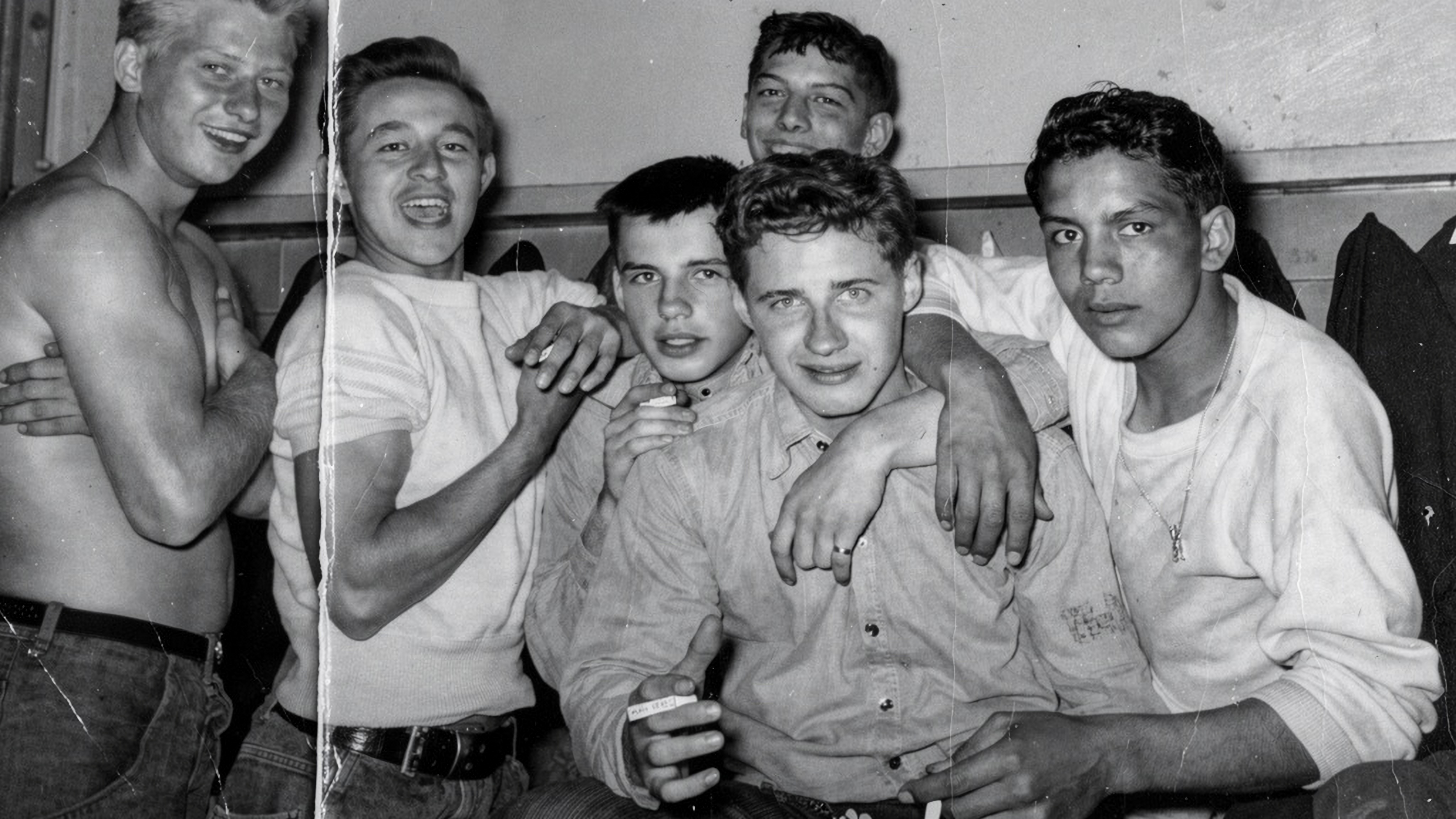 Young Eddie Shyman with other boys at Red Wing State Training School
