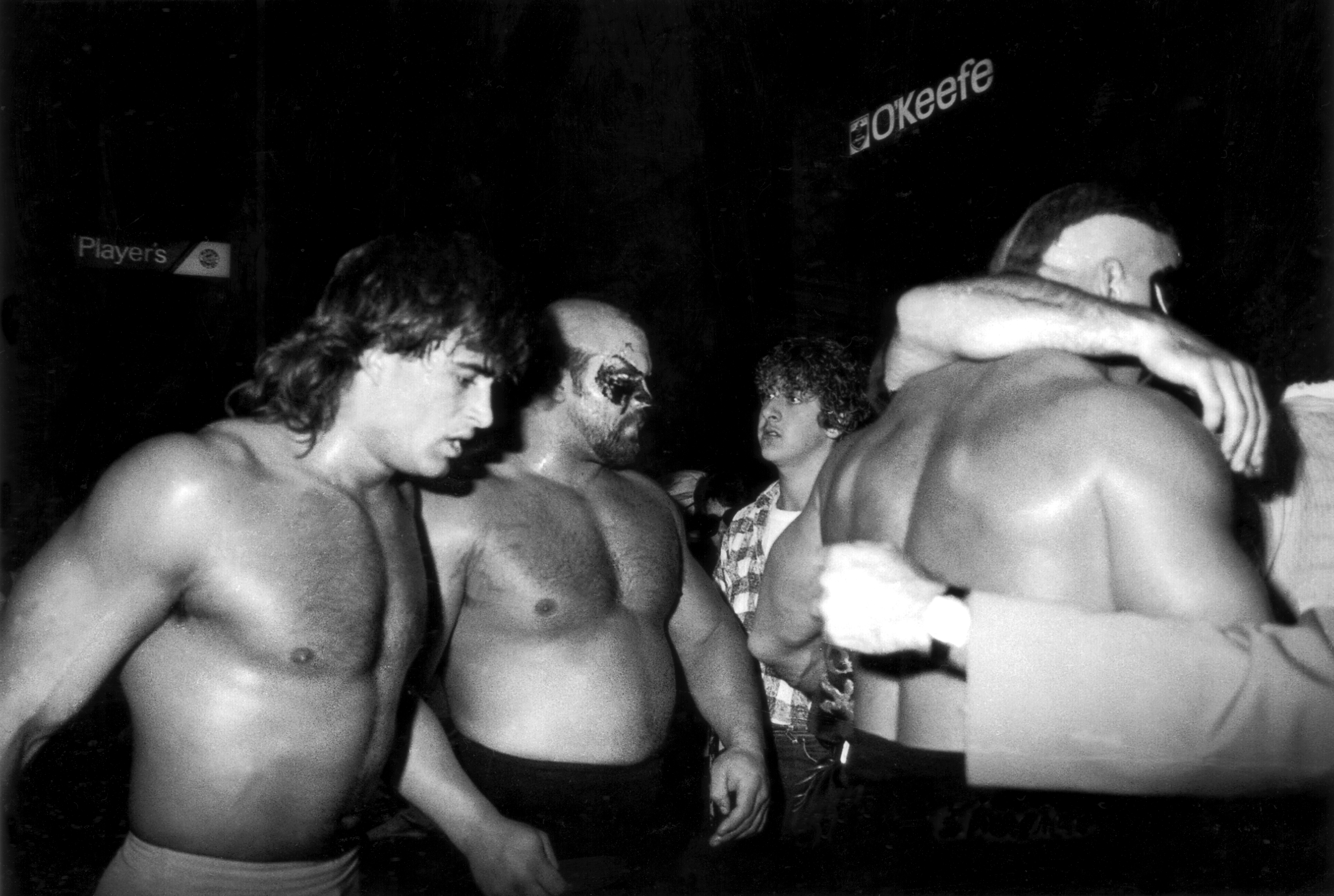 Tom Zenk in the ring near the Road Warriors